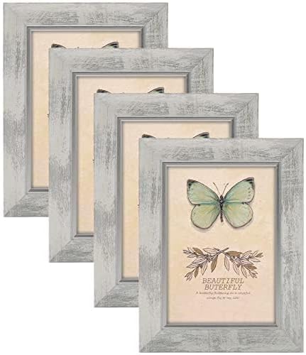 Yulinne 8x10 Picture Frame Set of 4, Rustic Retro Style, HD Plastic Cover, Wall or Tabletop Display