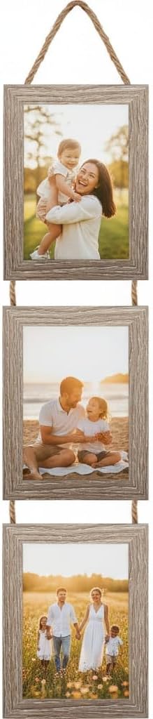 Yulinne 5x7 White Collage Picture Frame Set of 2, 6-Opening Vertical, Wall Hanging