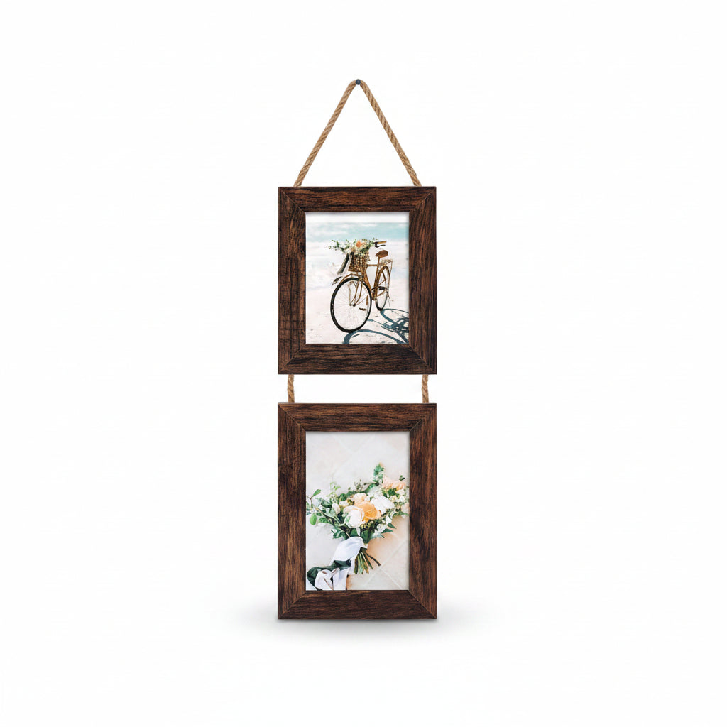 Yulinne 5x7 White Collage Picture Frame Set of 2, 6-Opening Vertical, Wall Hanging
