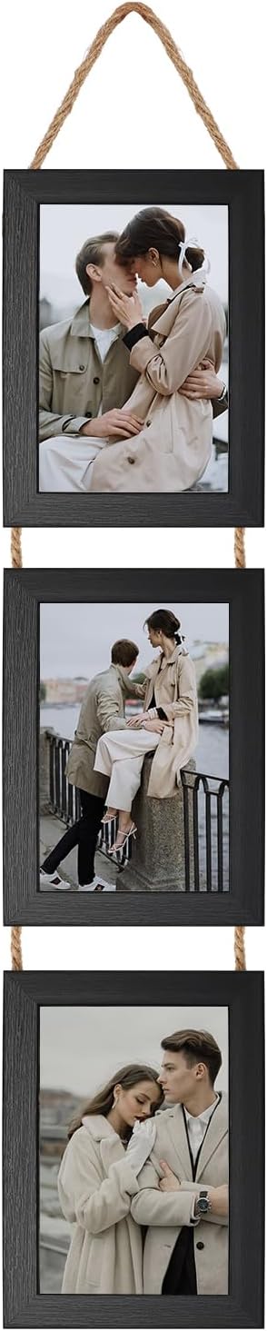 Yulinne 5x7 White Collage Picture Frame Set of 2, 6-Opening Vertical, Wall Hanging