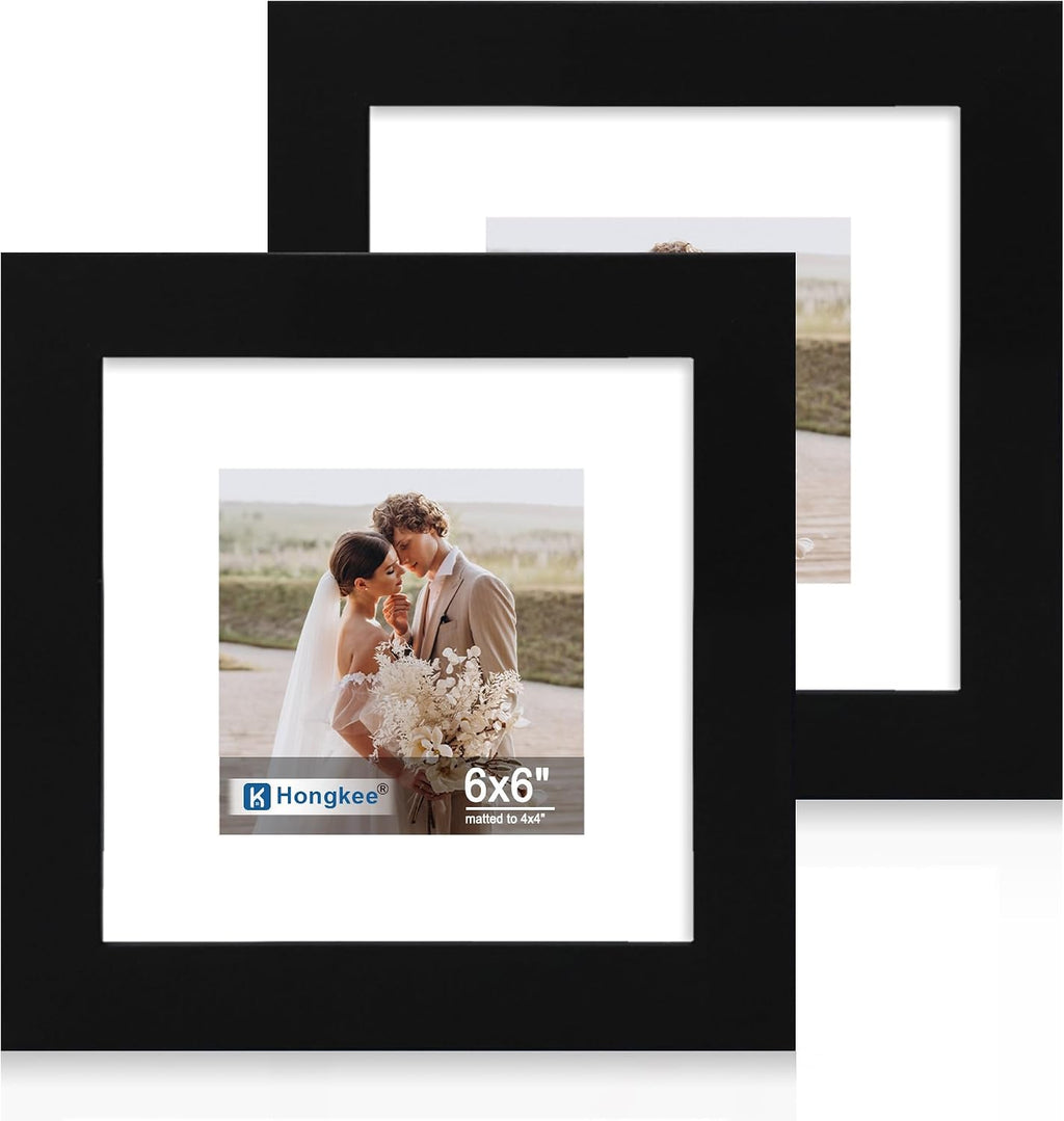 Yulinne 8x10 Picture Frame Set of 2, Distressed White Wood, Real Glass, Fits 5x7 with Mat, Wall or Tabletop