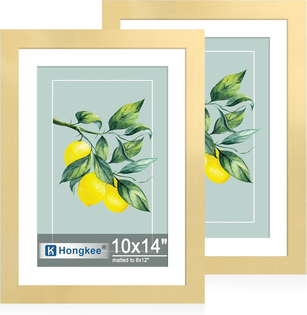 Yulinne 8x10 Picture Frame Set of 2, Distressed White Wood, Real Glass, Fits 5x7 with Mat, Wall or Tabletop