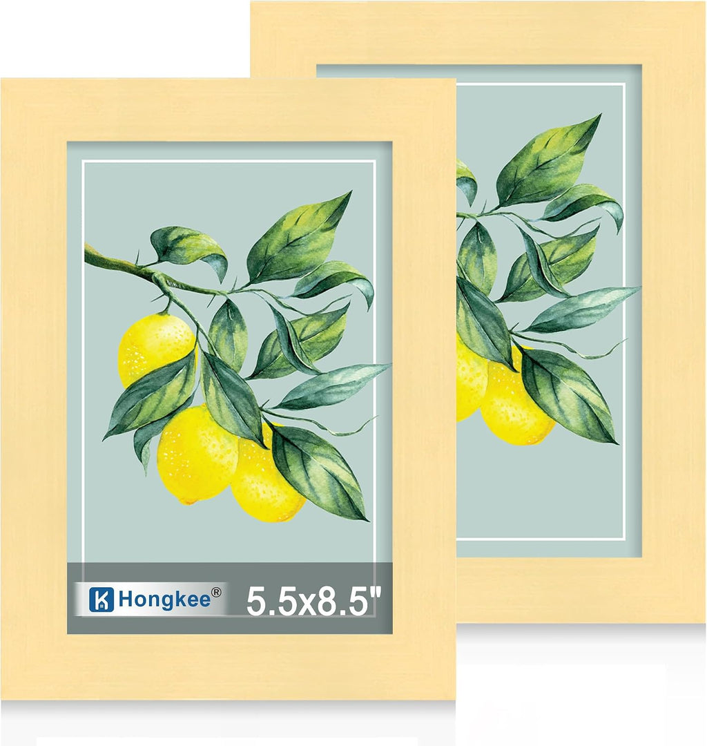 Yulinne 8x10 Picture Frame Set of 2, Distressed White Wood, Real Glass, Fits 5x7 with Mat, Wall or Tabletop