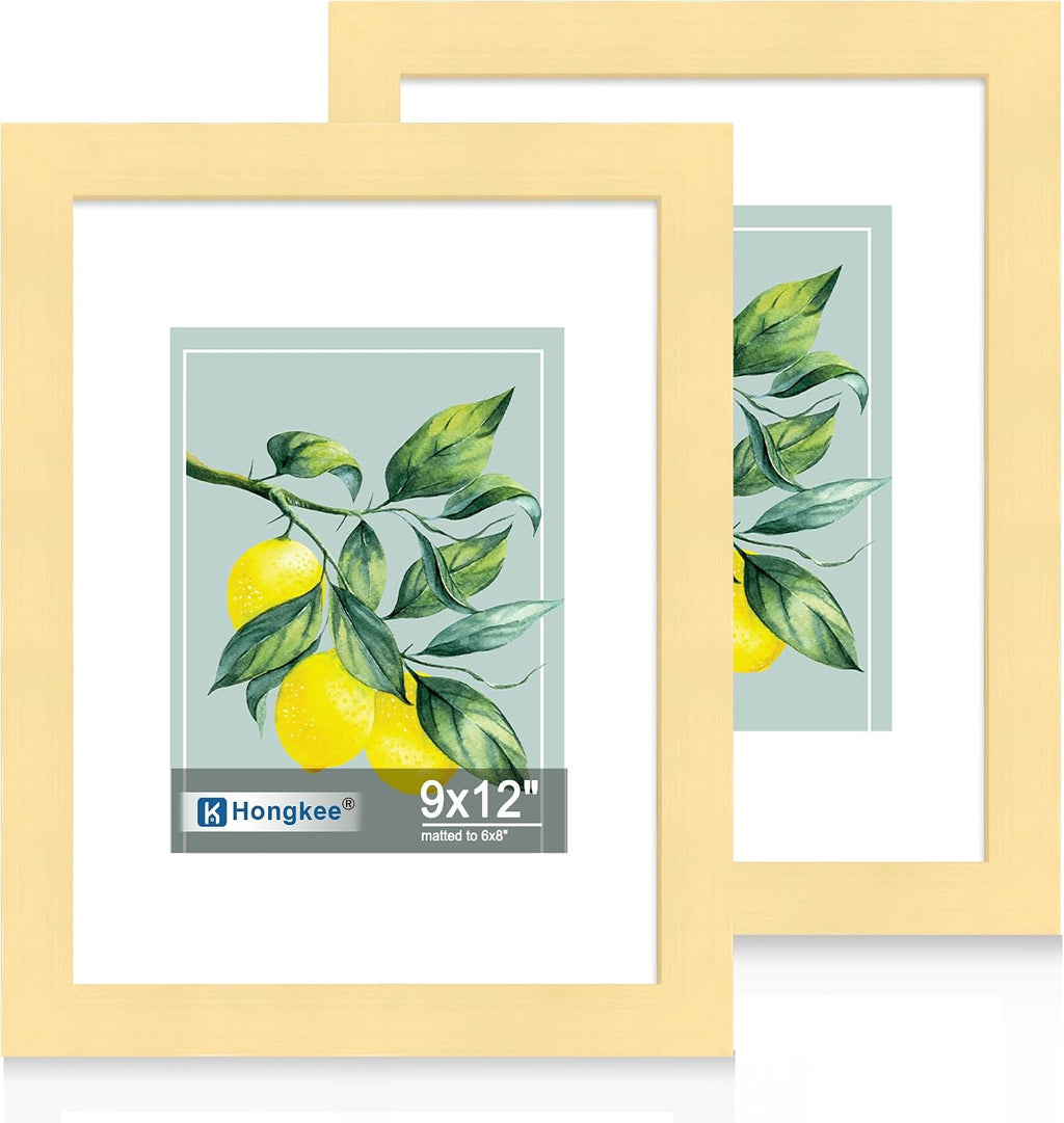 Yulinne 8x10 Picture Frame Set of 2, Distressed White Wood, Real Glass, Fits 5x7 with Mat, Wall or Tabletop