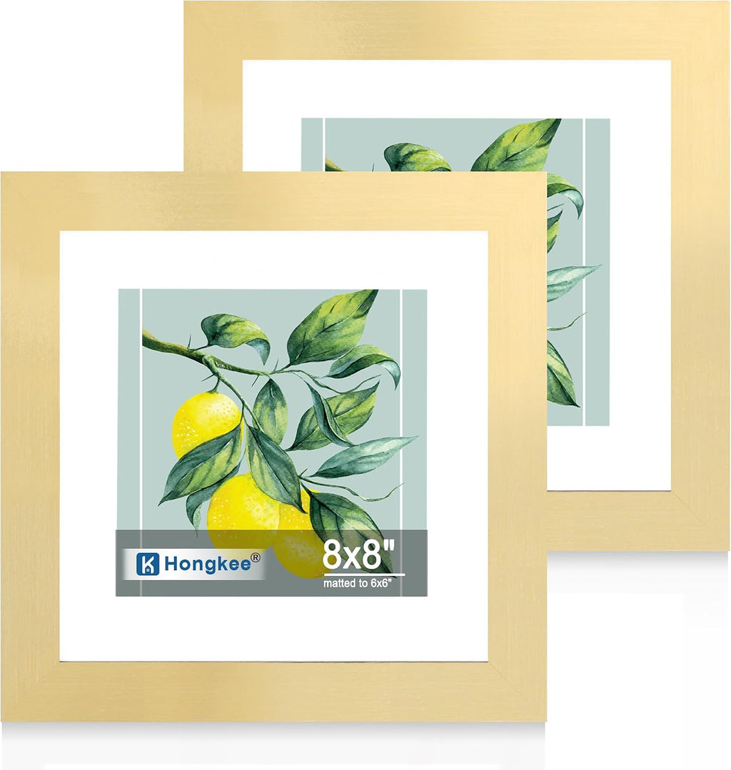 Yulinne 8x10 Picture Frame Set of 2, Distressed White Wood, Real Glass, Fits 5x7 with Mat, Wall or Tabletop