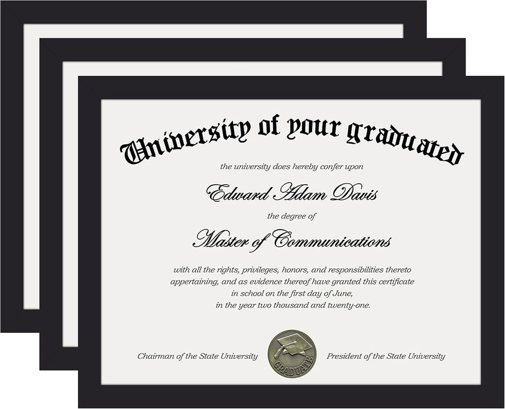 Yulinne 8.5x11 Black Certificate Frame, Plexiglass Panel, Diploma Document Frame, Wall or Tabletop Display