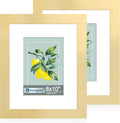 Yulinne 8x10 Picture Frame Set of 2, Distressed White Wood, Real Glass, Fits 5x7 with Mat, Wall or Tabletop