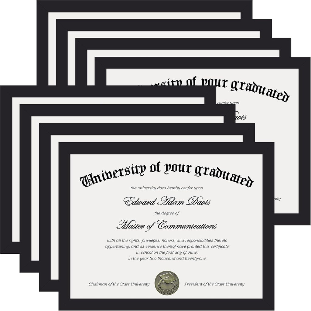 Yulinne 8.5x11 Black Certificate Frame, Plexiglass Panel, Diploma Document Frame, Wall or Tabletop Display