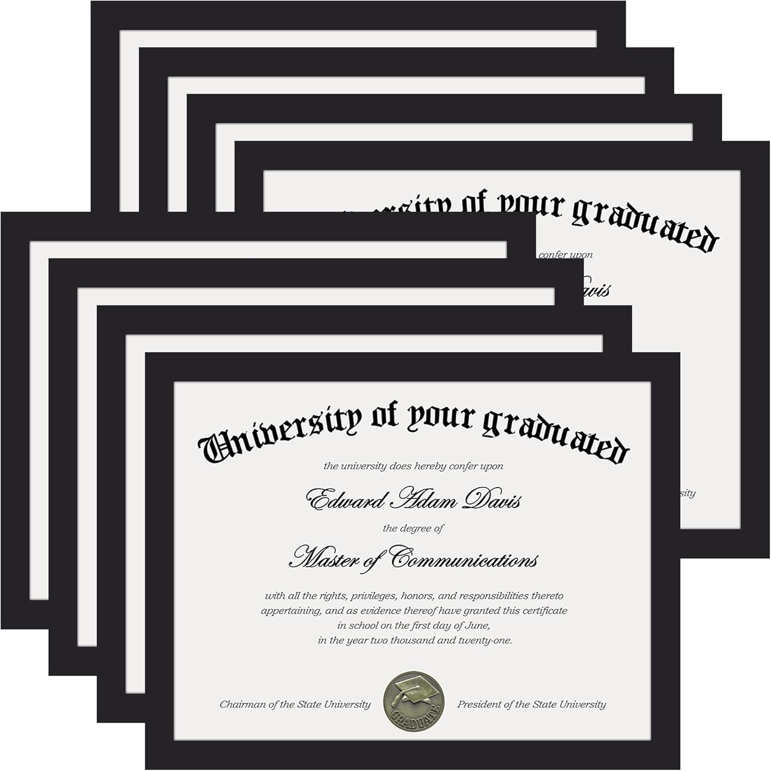 Yulinne upsimples 8.5x11 Black Certificate Frame, Plexiglass Panel, Diploma Document Frame, Wall or Tabletop Display