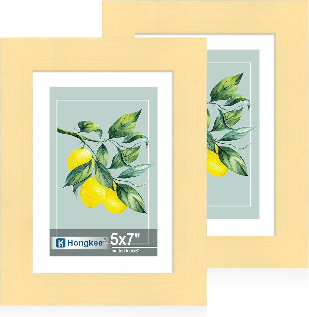 Yulinne 8x10 Picture Frame Set of 2, Distressed White Wood, Real Glass, Fits 5x7 with Mat, Wall or Tabletop