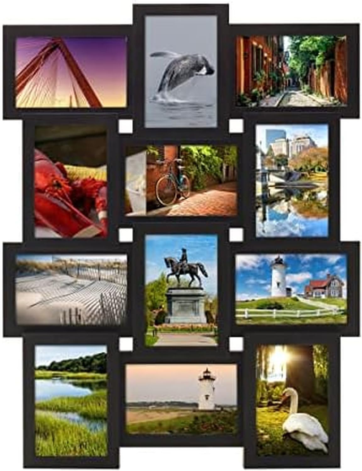 Yulinne 18x23 Black Collage Picture Frame, Holds 12 4x6/6x4 Photos, Horizontal or Vertical Wall Hanging