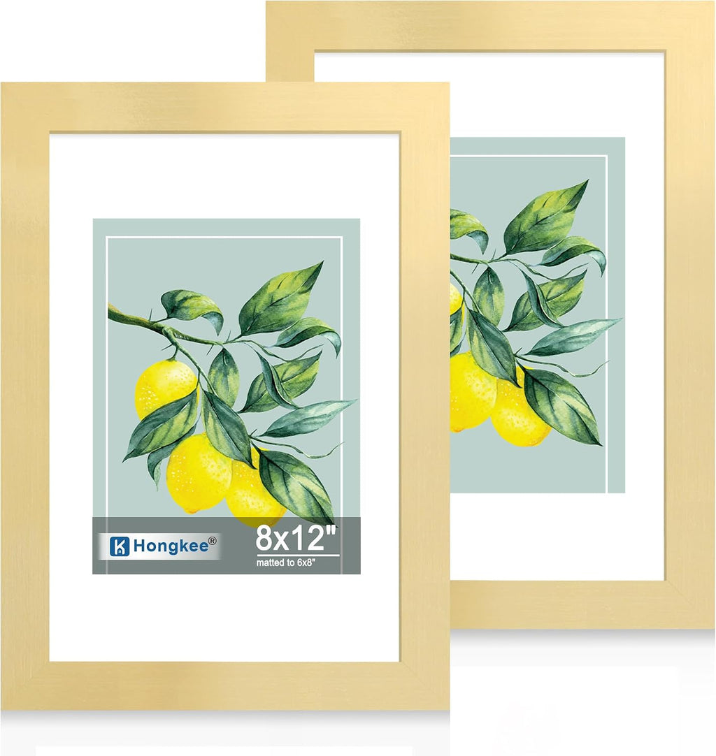 Yulinne 8x10 Picture Frame Set of 2, Distressed White Wood, Real Glass, Fits 5x7 with Mat, Wall or Tabletop