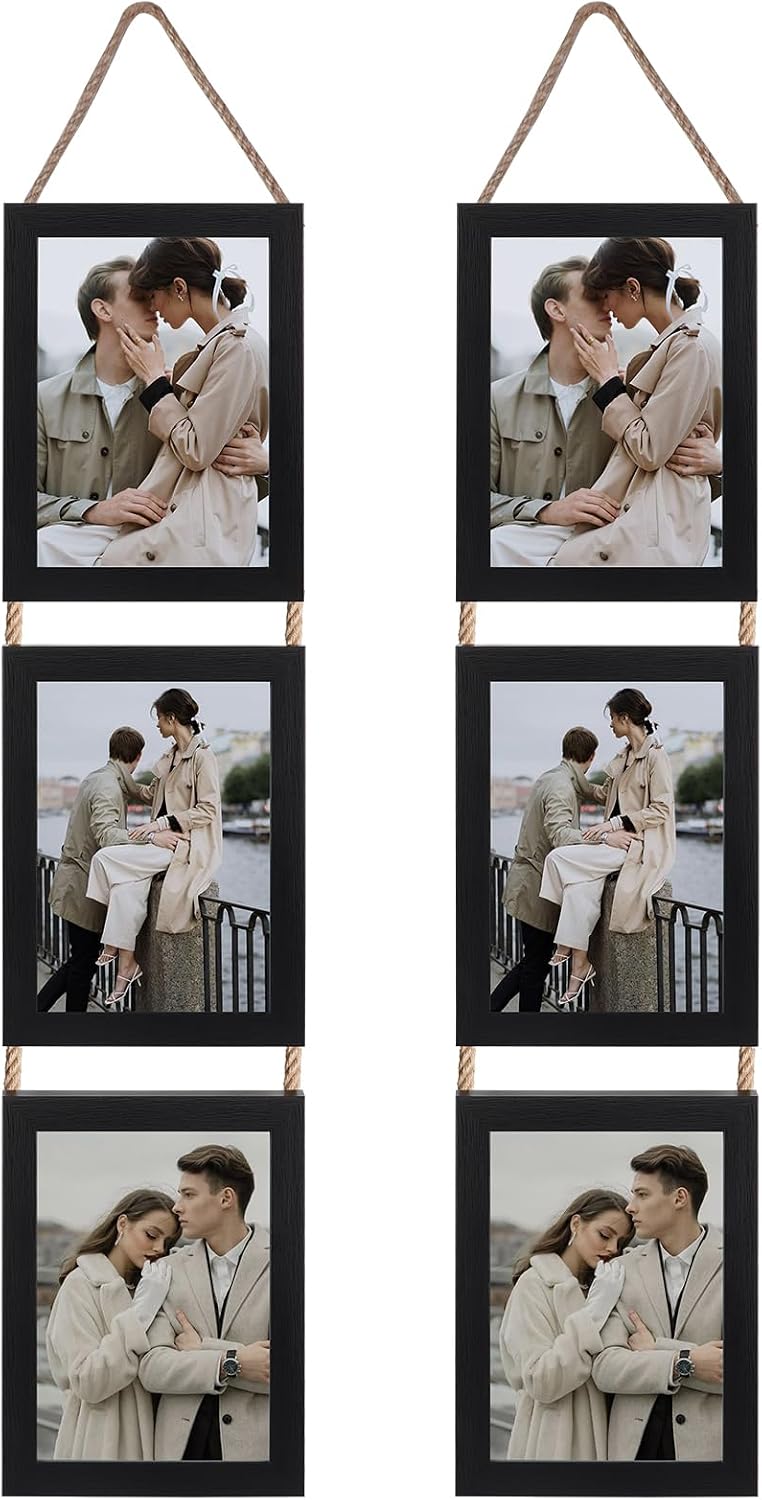 Yulinne 5x7 White Collage Picture Frame Set of 2, 6-Opening Vertical, Wall Hanging