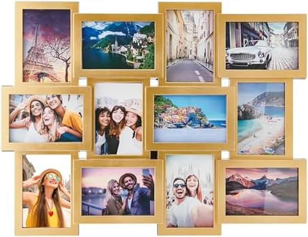 Yulinne 18x23 Black Collage Picture Frame, Holds 12 4x6/6x4 Photos, Horizontal or Vertical Wall Hanging
