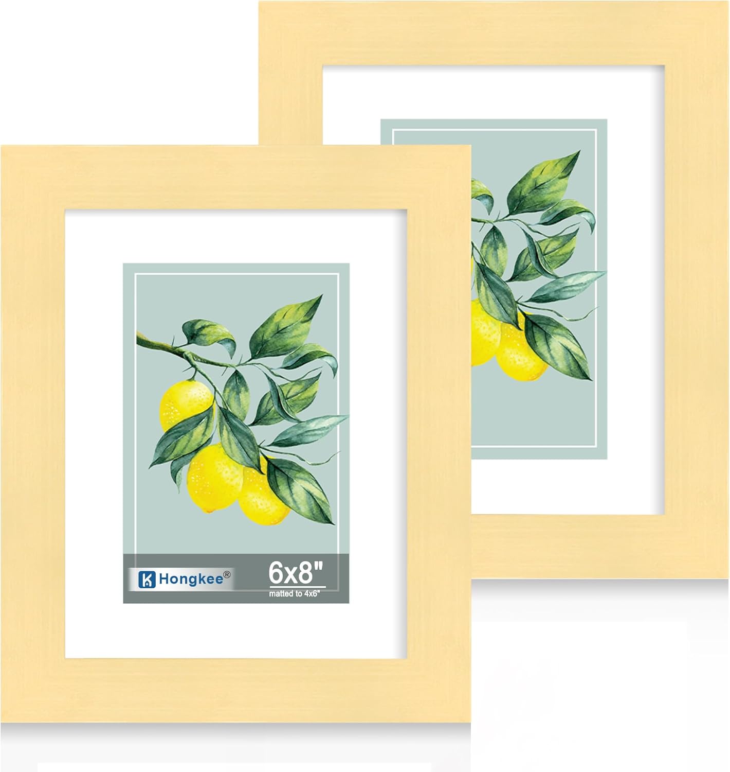 Yulinne 8x10 Picture Frame Set of 2, Distressed White Wood, Real Glass, Fits 5x7 with Mat, Wall or Tabletop