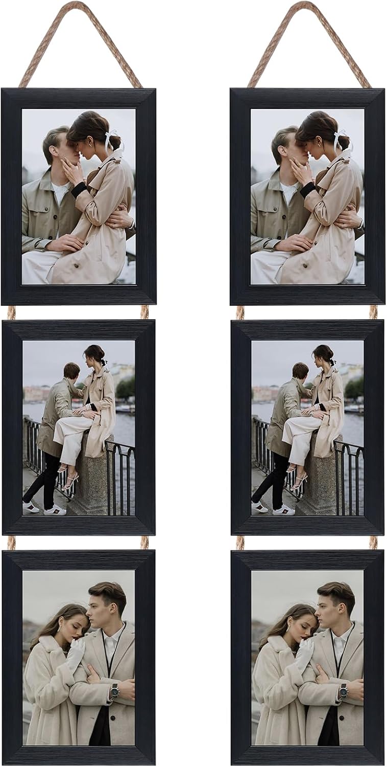 Yulinne 5x7 White Collage Picture Frame Set of 2, 6-Opening Vertical, Wall Hanging