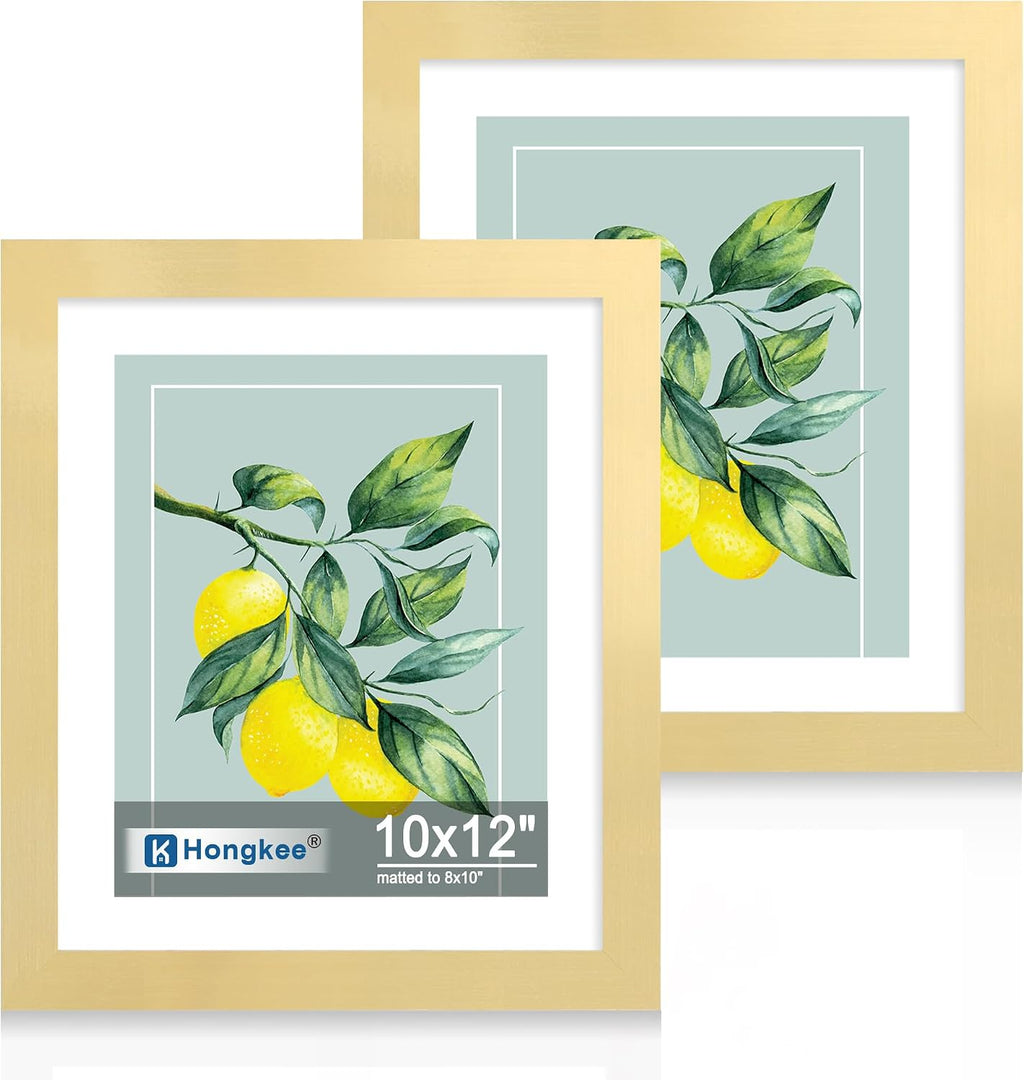 Yulinne 8x10 Picture Frame Set of 2, Distressed White Wood, Real Glass, Fits 5x7 with Mat, Wall or Tabletop