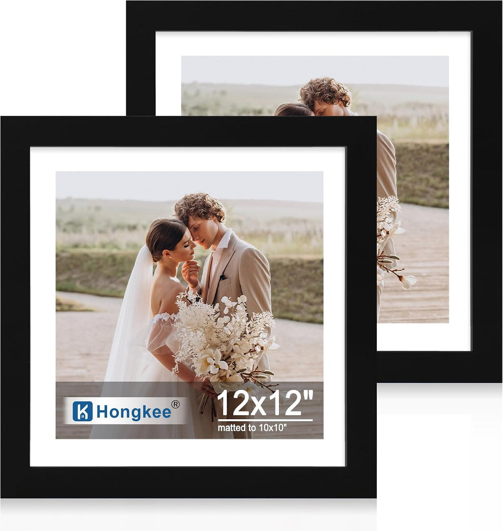Yulinne 8x10 Picture Frame Set of 2, Distressed White Wood, Real Glass, Fits 5x7 with Mat, Wall or Tabletop
