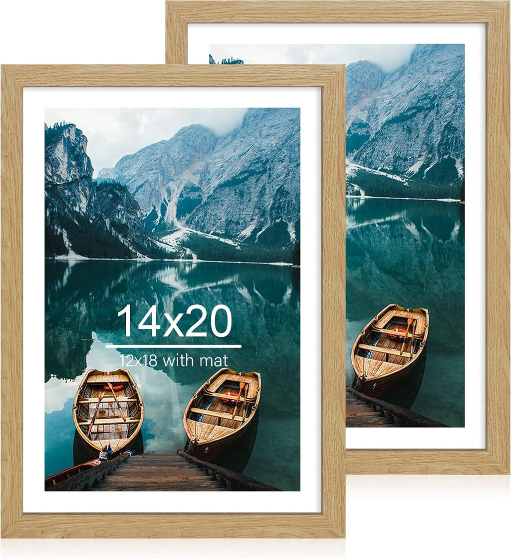 Yulinne 8x10 Picture Frame Set of 2, Distressed White Wood, Real Glass, Fits 5x7 with Mat, Wall or Tabletop