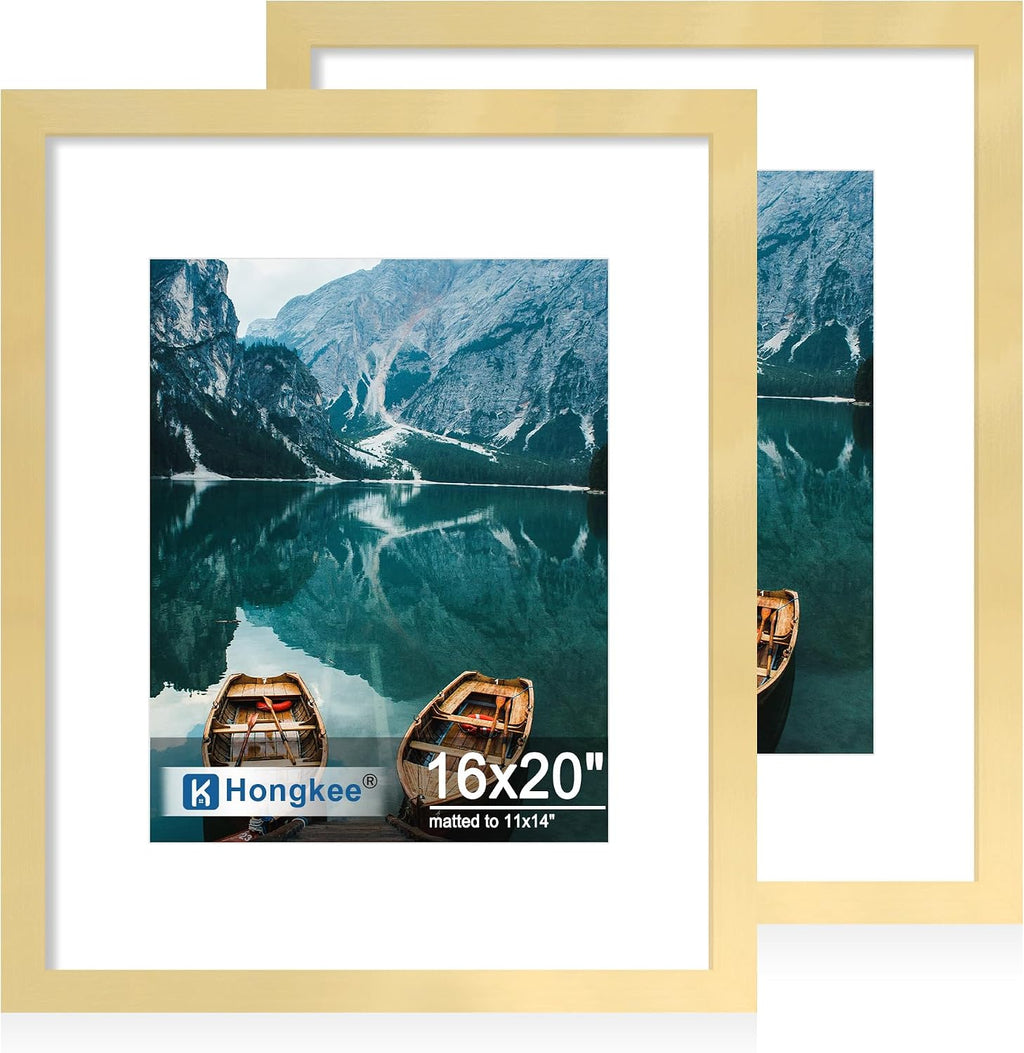 Yulinne 8x10 Picture Frame Set of 2, Distressed White Wood, Real Glass, Fits 5x7 with Mat, Wall or Tabletop