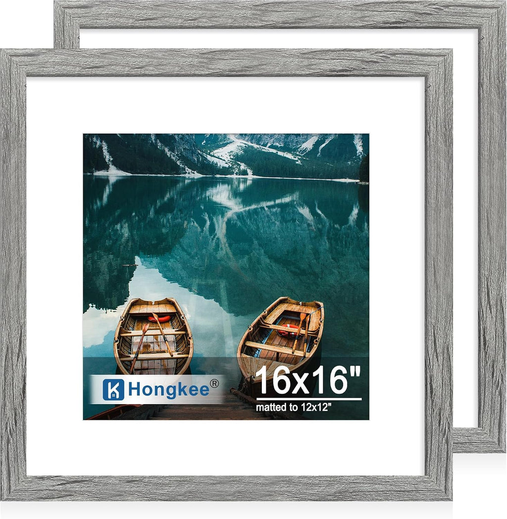 Yulinne 8x10 Picture Frame Set of 2, Distressed White Wood, Real Glass, Fits 5x7 with Mat, Wall or Tabletop