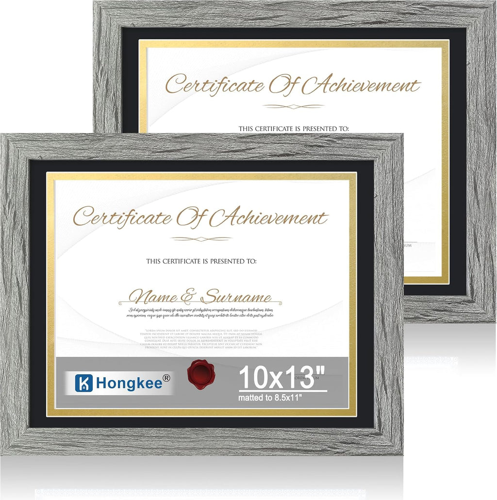 Yulinne 8x10 Picture Frame Set of 2, Distressed White Wood, Real Glass, Fits 5x7 with Mat, Wall or Tabletop