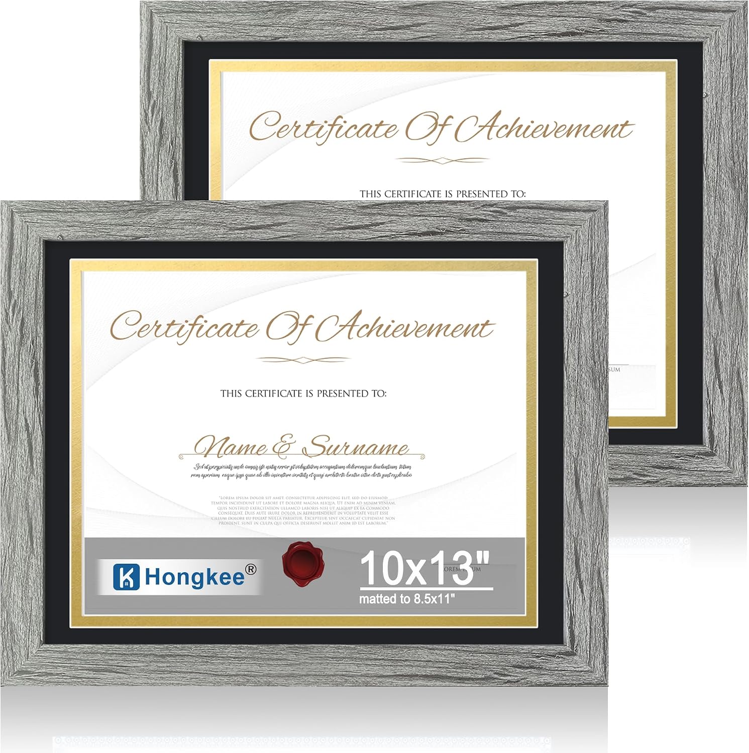 Yulinne 8x10 Picture Frame Set of 2, Distressed White Wood, Real Glass, Fits 5x7 with Mat, Wall or Tabletop
