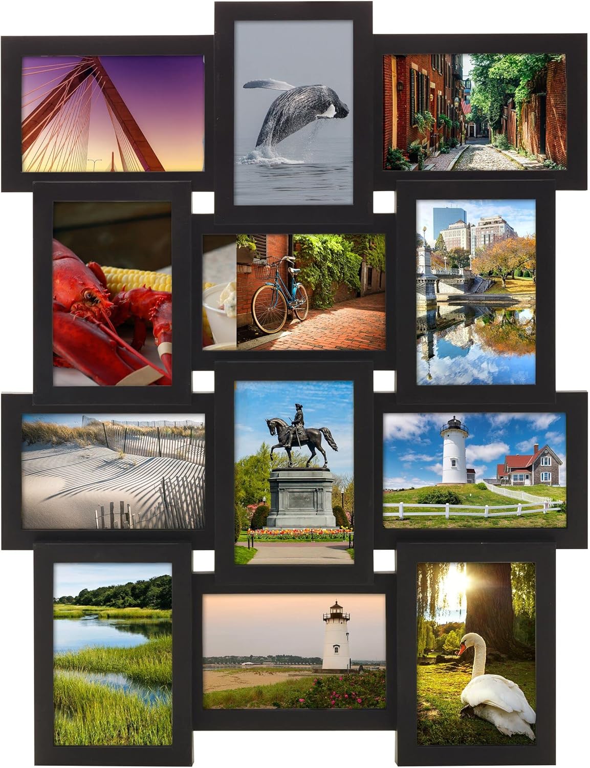 Yulinne 18x23 Black Collage Picture Frame, Holds 12 4x6/6x4 Photos, Horizontal or Vertical Wall Hanging