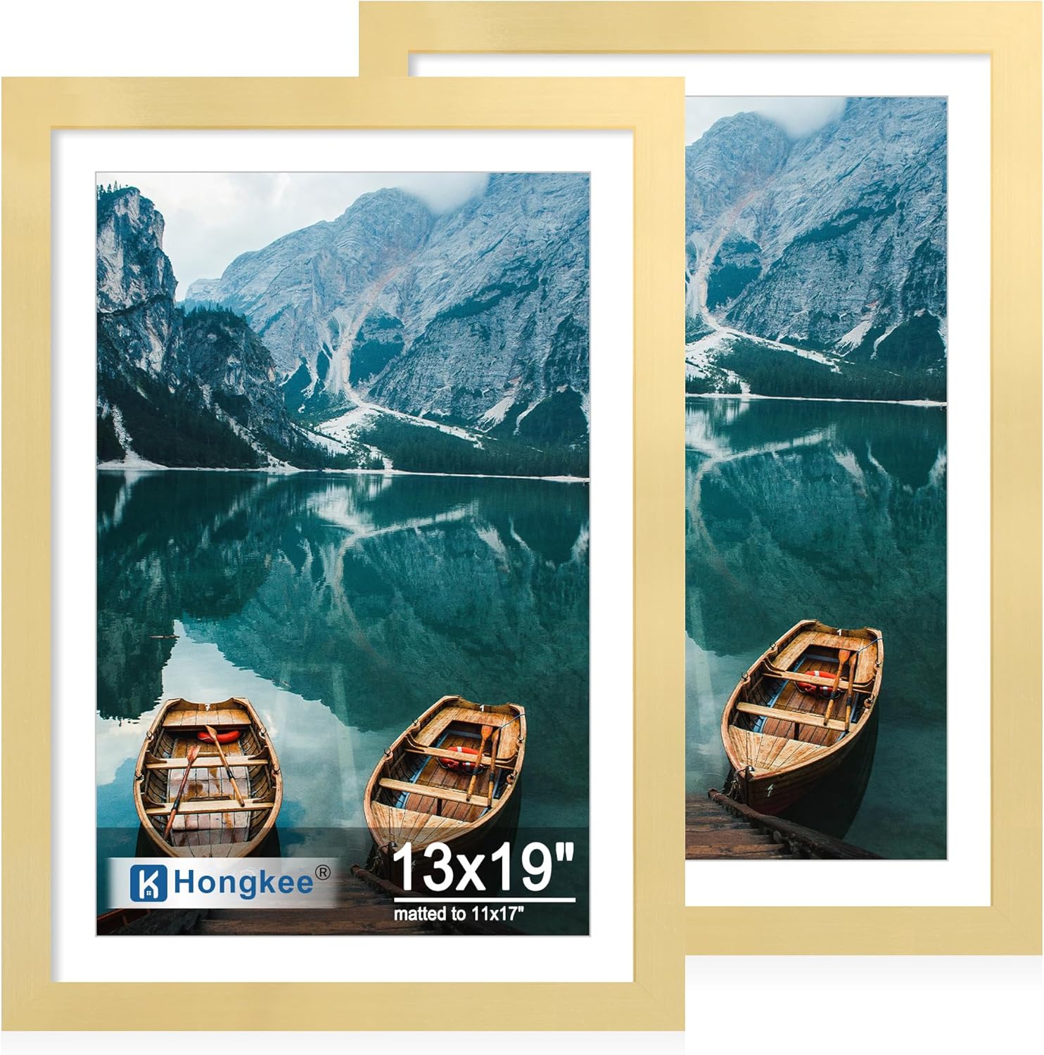 Yulinne 8x10 Picture Frame Set of 2, Distressed White Wood, Real Glass, Fits 5x7 with Mat, Wall or Tabletop