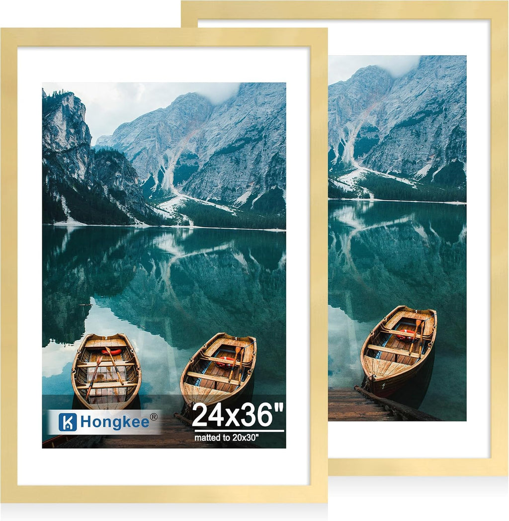 Yulinne 8x10 Picture Frame Set of 2, Distressed White Wood, Real Glass, Fits 5x7 with Mat, Wall or Tabletop