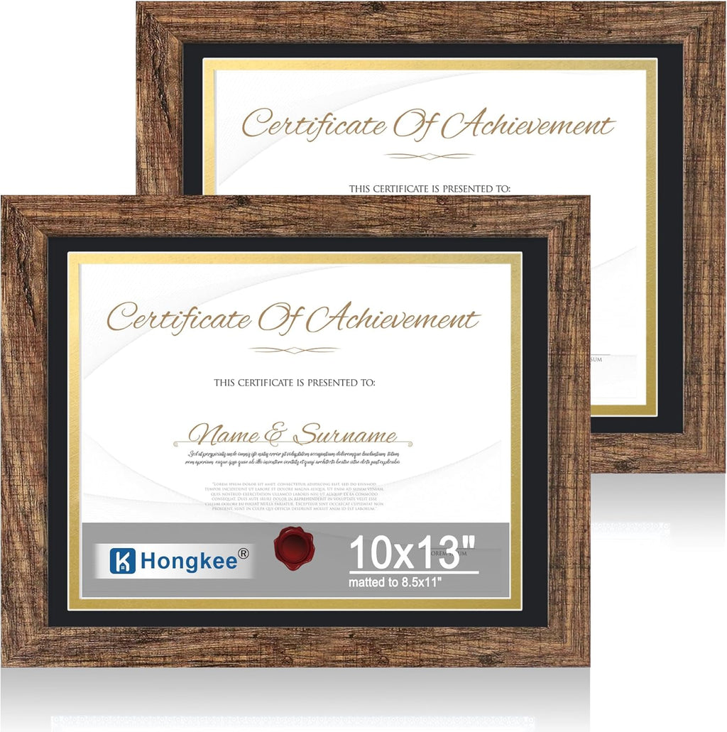 Yulinne 8x10 Picture Frame Set of 2, Distressed White Wood, Real Glass, Fits 5x7 with Mat, Wall or Tabletop