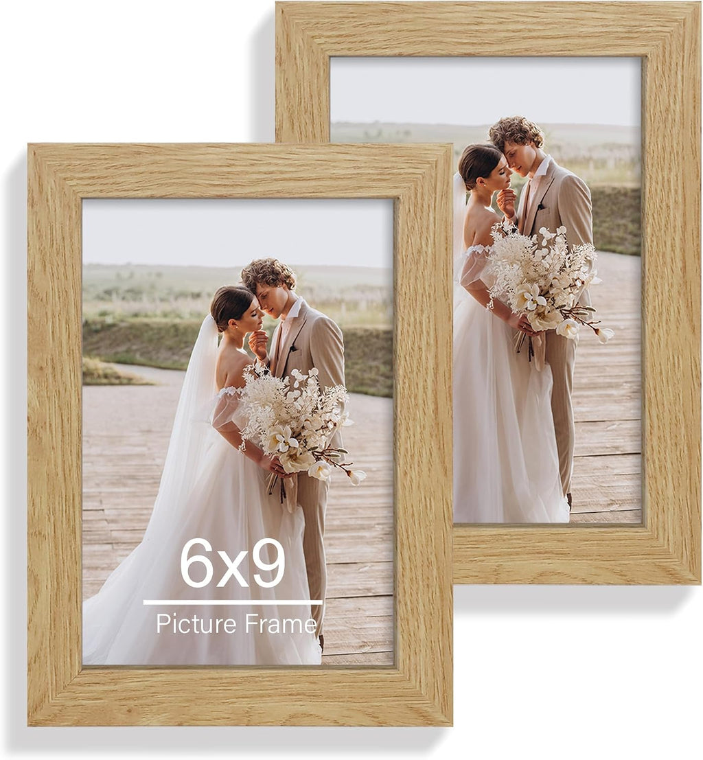 Yulinne 8x10 Picture Frame Set of 2, Distressed White Wood, Real Glass, Fits 5x7 with Mat, Wall or Tabletop