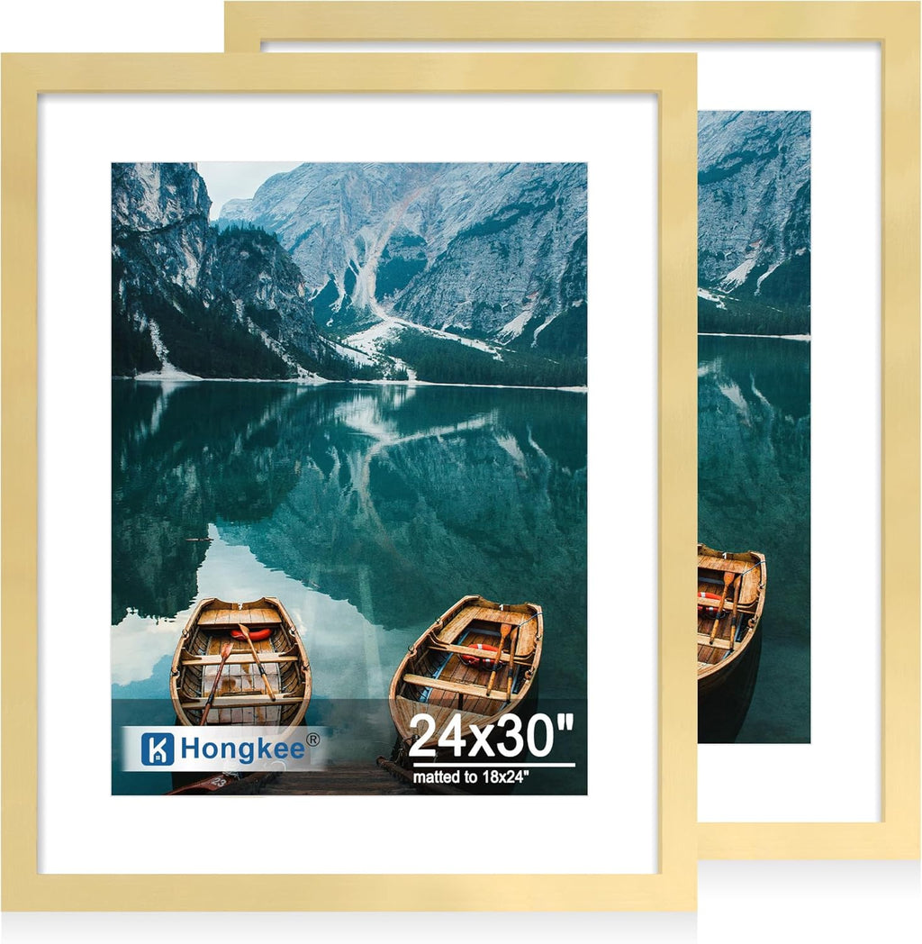 Yulinne 8x10 Picture Frame Set of 2, Distressed White Wood, Real Glass, Fits 5x7 with Mat, Wall or Tabletop