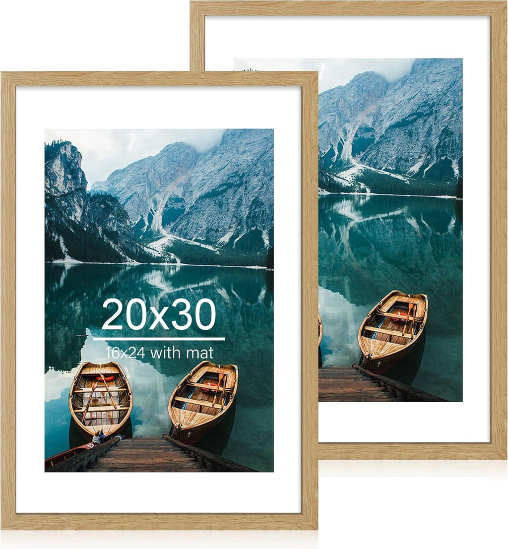 Yulinne 8x10 Picture Frame Set of 2, Distressed White Wood, Real Glass, Fits 5x7 with Mat, Wall or Tabletop