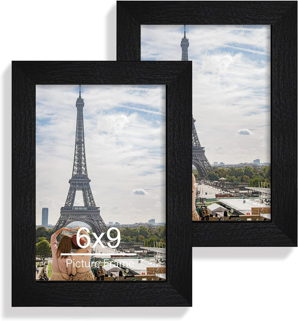 Yulinne 8x10 Picture Frame Set of 2, Distressed White Wood, Real Glass, Fits 5x7 with Mat, Wall or Tabletop