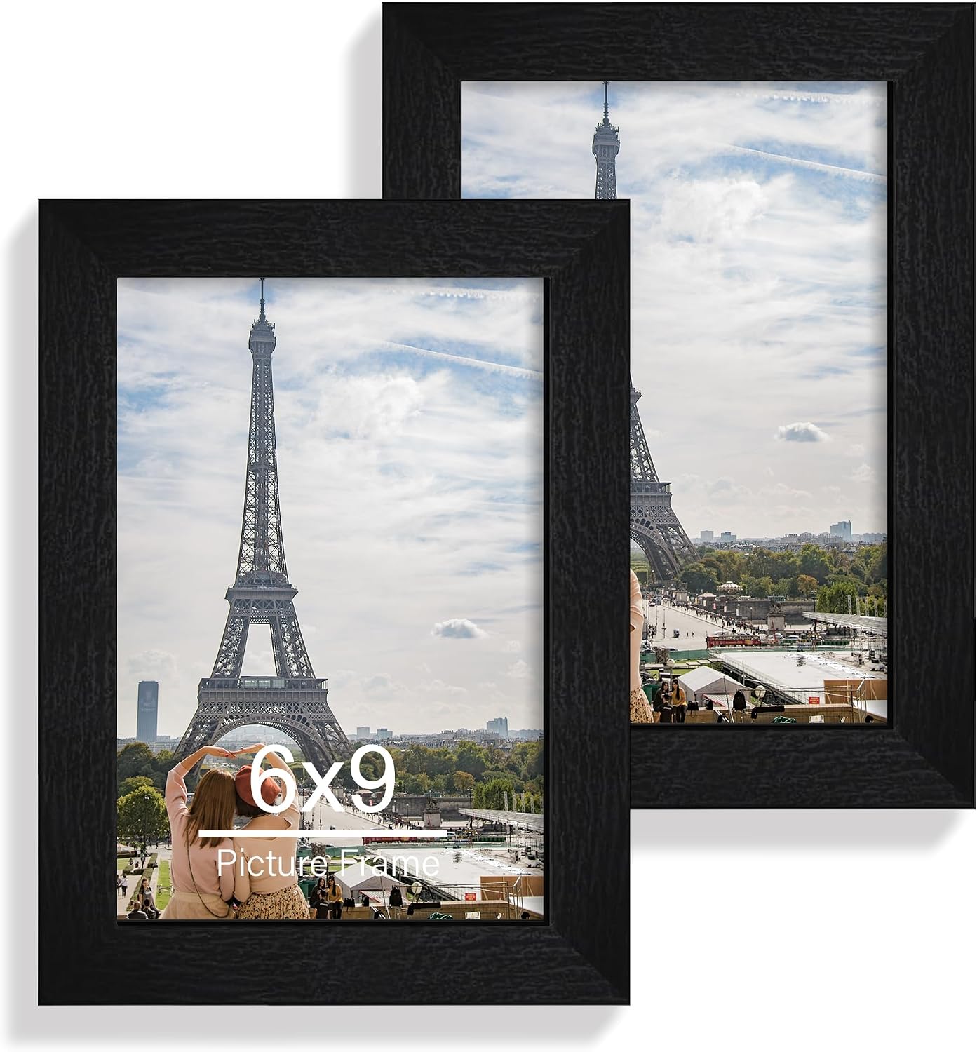Yulinne 8x10 Picture Frame Set of 2, Distressed White Wood, Real Glass, Fits 5x7 with Mat, Wall or Tabletop