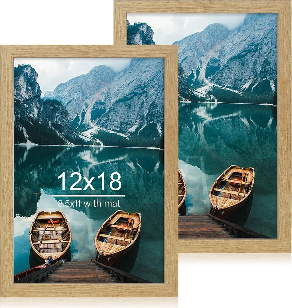 Yulinne 8x10 Picture Frame Set of 2, Distressed White Wood, Real Glass, Fits 5x7 with Mat, Wall or Tabletop