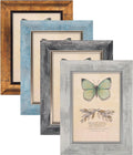 Yulinne 8x10 Picture Frame Set of 4, Rustic Retro Style, HD Plastic Cover, Wall or Tabletop Display