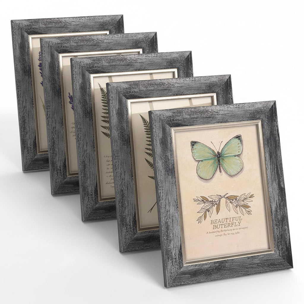 Yulinne 8x10 Picture Frame Set of 4, Rustic Retro Style, HD Plastic Cover, Wall or Tabletop Display