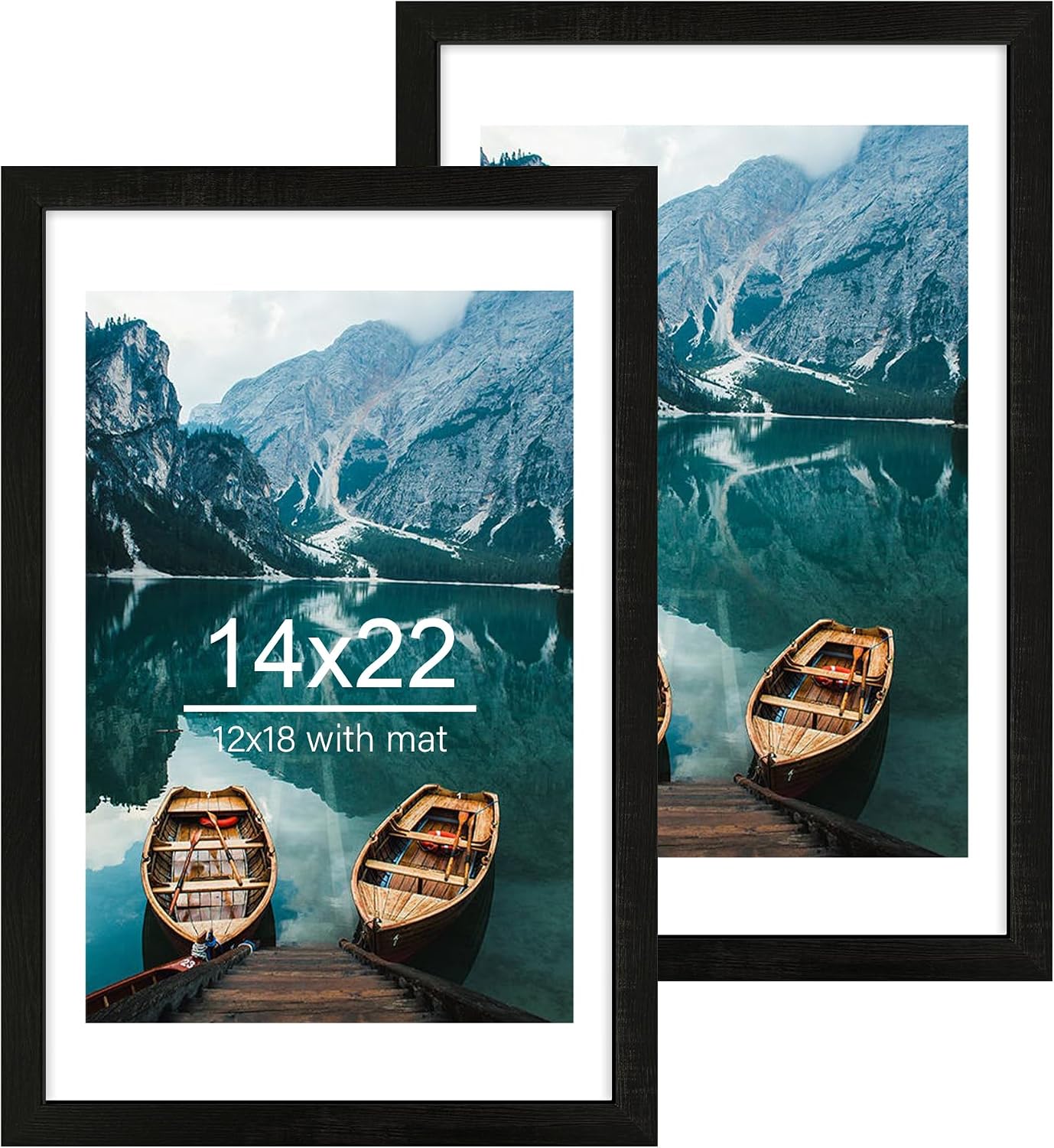 Yulinne 8x10 Picture Frame Set of 2, Distressed White Wood, Real Glass, Fits 5x7 with Mat, Wall or Tabletop