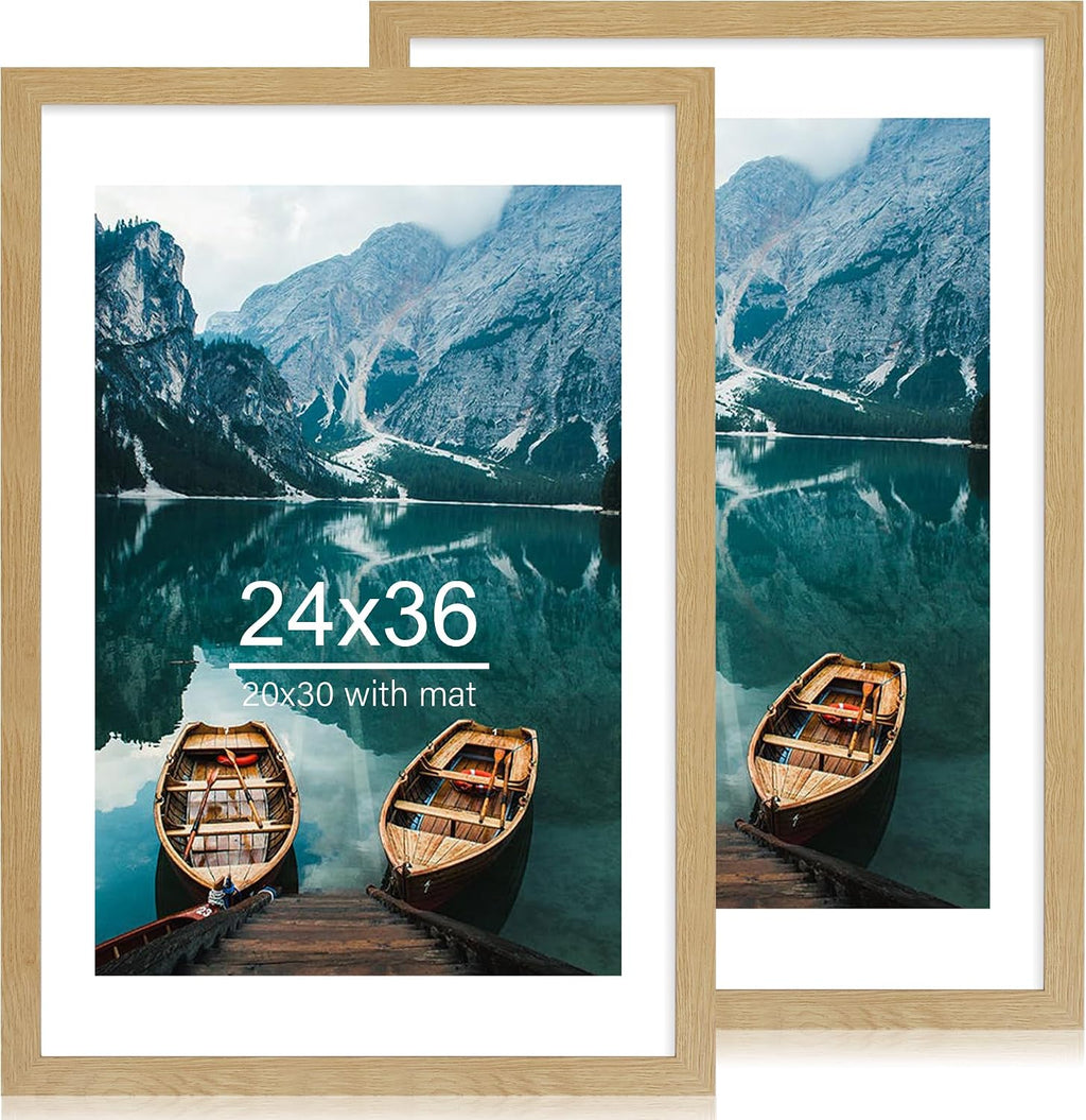 Yulinne 8x10 Picture Frame Set of 2, Distressed White Wood, Real Glass, Fits 5x7 with Mat, Wall or Tabletop