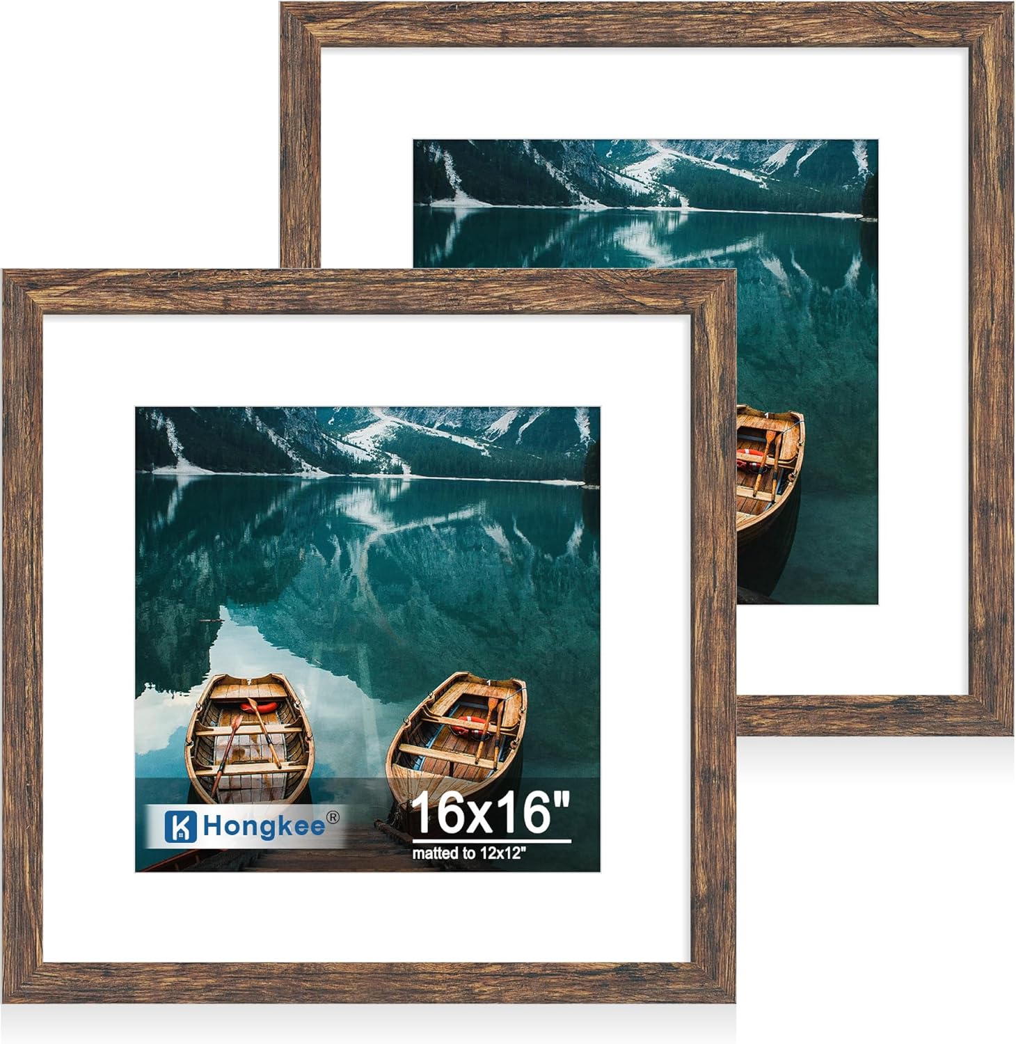 Yulinne 8x10 Picture Frame Set of 2, Distressed White Wood, Real Glass, Fits 5x7 with Mat, Wall or Tabletop