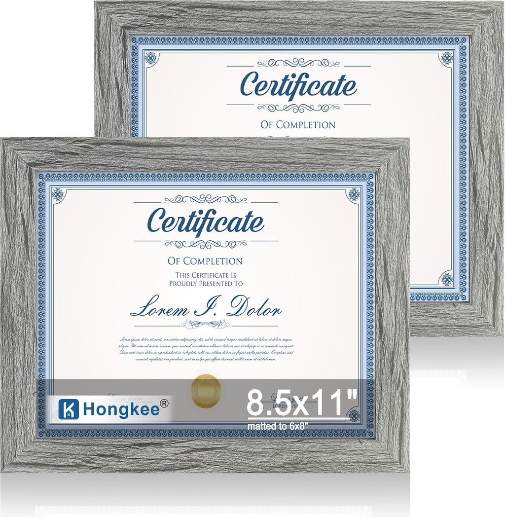 Yulinne 8x10 Picture Frame Set of 2, Distressed White Wood, Real Glass, Fits 5x7 with Mat, Wall or Tabletop