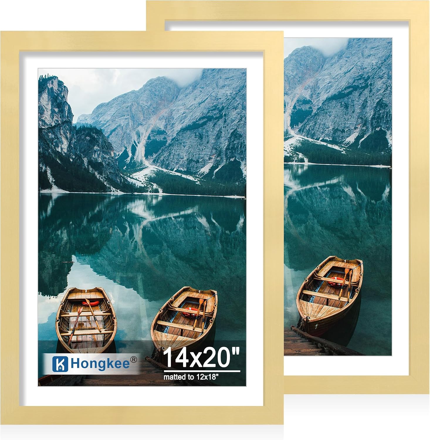 Yulinne 8x10 Picture Frame Set of 2, Distressed White Wood, Real Glass, Fits 5x7 with Mat, Wall or Tabletop