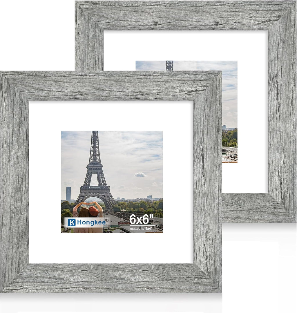 Yulinne 8x10 Picture Frame Set of 2, Distressed White Wood, Real Glass, Fits 5x7 with Mat, Wall or Tabletop