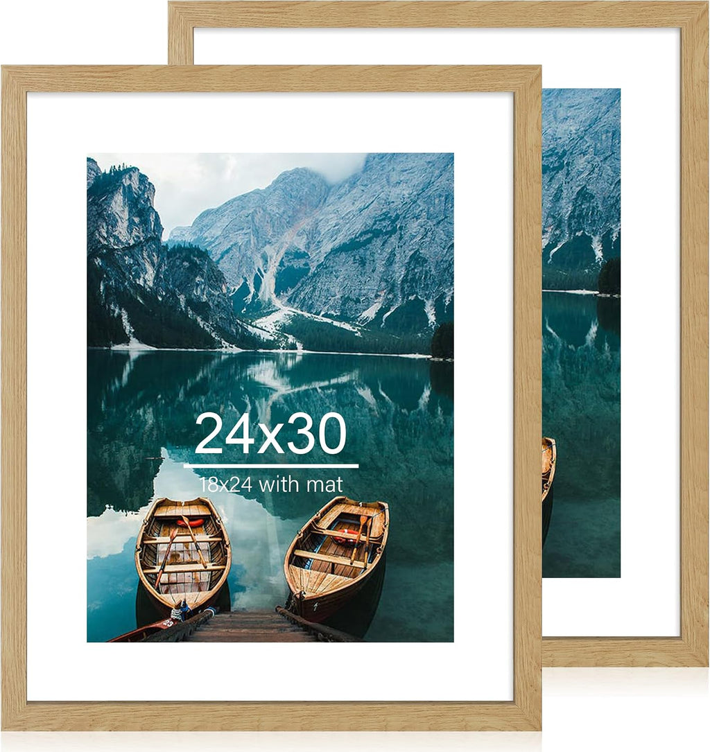 Yulinne 8x10 Picture Frame Set of 2, Distressed White Wood, Real Glass, Fits 5x7 with Mat, Wall or Tabletop