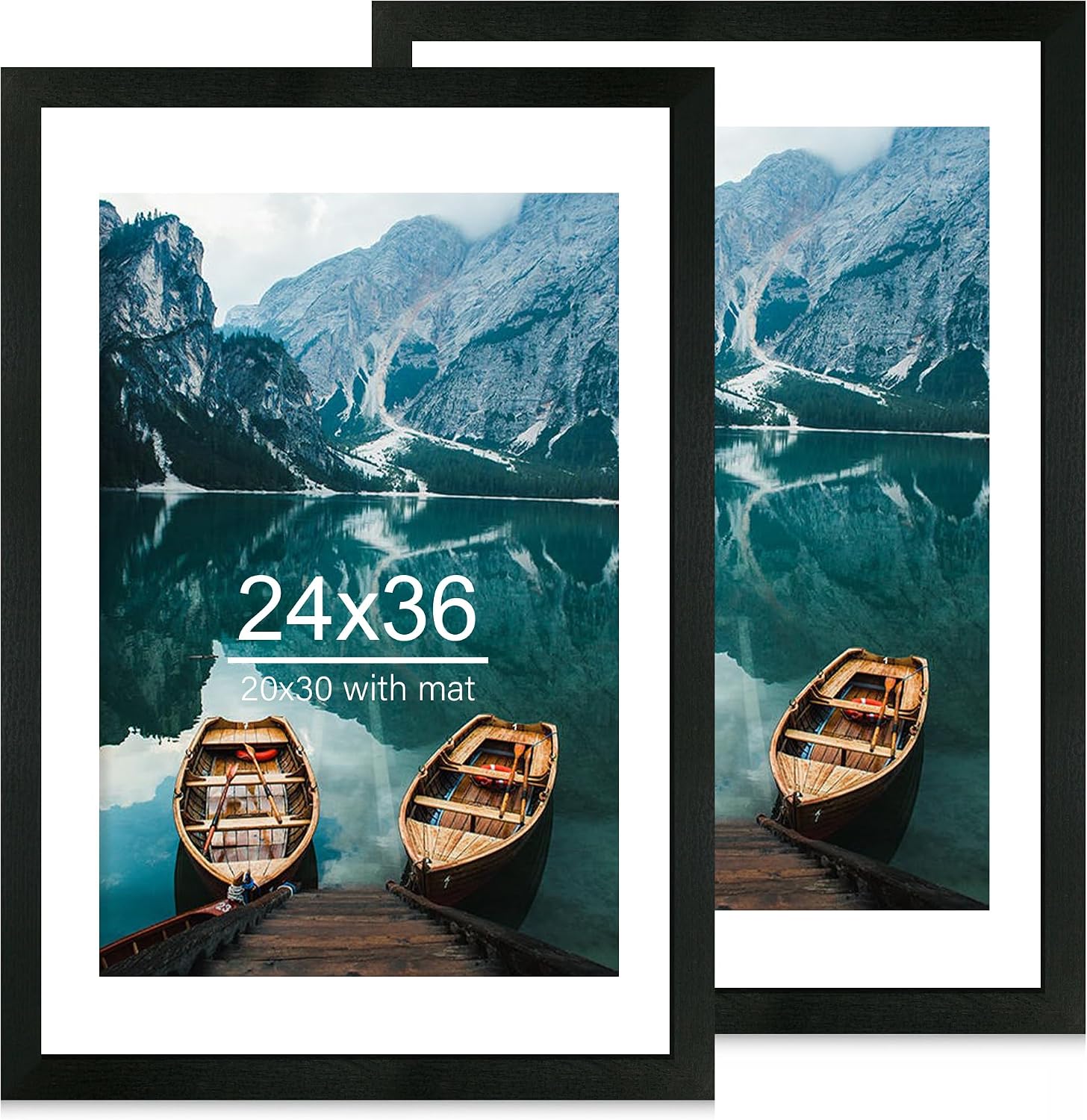 Yulinne 8x10 Picture Frame Set of 2, Distressed White Wood, Real Glass, Fits 5x7 with Mat, Wall or Tabletop