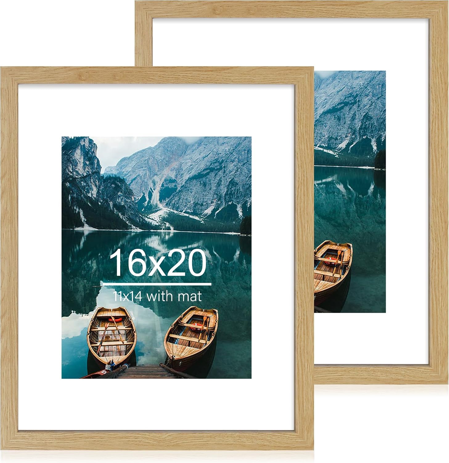 Yulinne 8x10 Picture Frame Set of 2, Distressed White Wood, Real Glass, Fits 5x7 with Mat, Wall or Tabletop