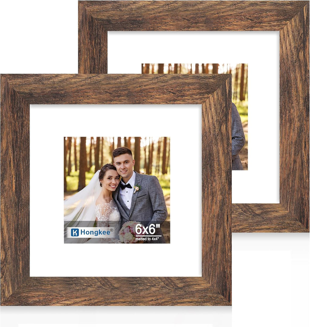 Yulinne 8x10 Picture Frame Set of 2, Distressed White Wood, Real Glass, Fits 5x7 with Mat, Wall or Tabletop
