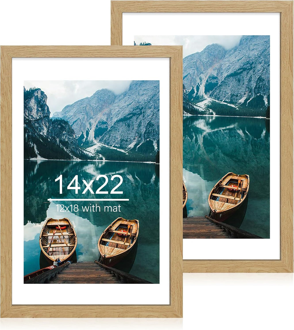Yulinne 8x10 Picture Frame Set of 2, Distressed White Wood, Real Glass, Fits 5x7 with Mat, Wall or Tabletop